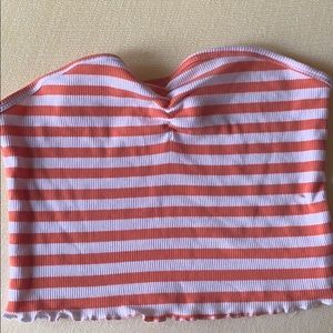 orange & white, striped tube top